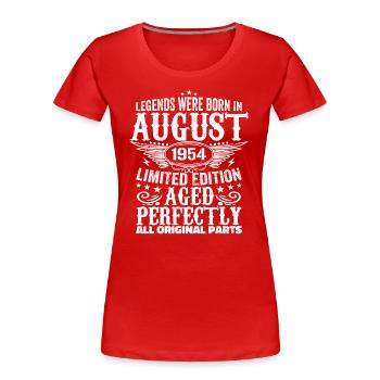 August 1954 Jubilee 1954 Legends August - Women's Premium Organic T-Shirt - red - Front - Mia (176cm)