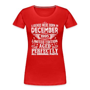 December 1995 Anniversary December 1995 December - Women's Premium Organic T-Shirt - red - Front - Mia (176cm)