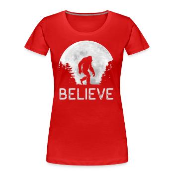 Vollmond - Nacht - Bigfoot Silhouette - Frauen Premium Bio T-Shirt - Rot - Vorne - Mia (176cm)