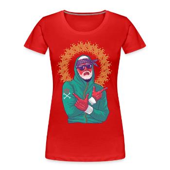 Rapper with two guns and sunglasses - Women's Premium Organic T-Shirt - red - Front - Mia (176cm)