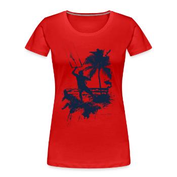 Kitesurfen monochrom blau - Frauen Premium Bio T-Shirt - Rot - Vorne - Mia (176cm)