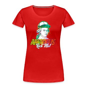 Amadeus Rock Me | Wolfgang Amadeus Mozart Klassik - Frauen Premium Bio T-Shirt - Rot - Vorne - Mia (176cm)
