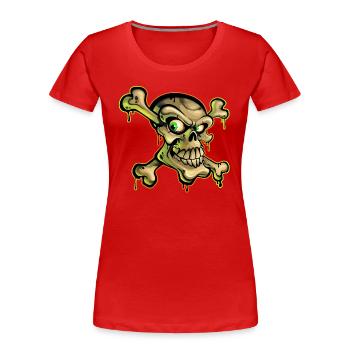 Pirate Skull Cartoon Graffiti - Women's Premium Organic T-Shirt - red - Front - Mia (176cm)