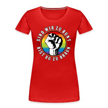Antifaschistisches LGBTQ+ Anti Homophobie Protest - Frauen Premium Bio T-Shirt - Rot - Vorne - Mia (176cm)