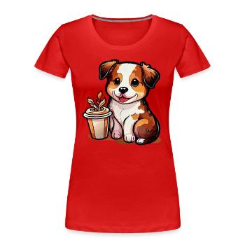 Doggy with coffee: the perfect companion - Women's Premium Organic T-Shirt - red - Front - Mia (176cm)