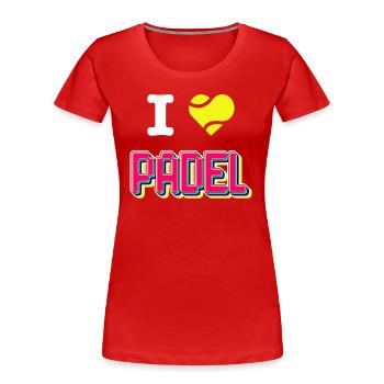 I LOVE PADEL - Amateur padel Geschenk - Frauen Premium Bio T-Shirt - Rot - Vorne - Mia (176cm)