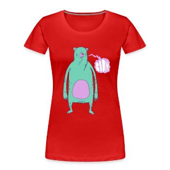 Boom Bear Green - Women's Premium Organic T-Shirt - red - Front - Mia (176cm)