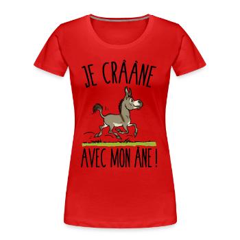 Je crâne avec mon âne (âne gris) - T-shirt bio Premium Femme - rouge - Devant - Mia (176cm)