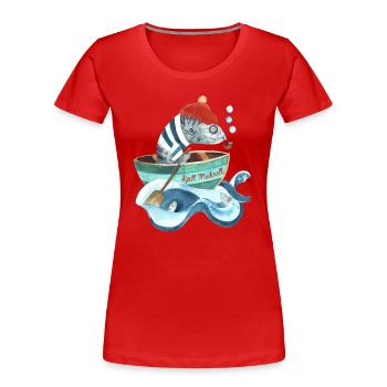 Kjell Makrell I Fish head in a boat - Women's Premium Organic T-Shirt - red - Front - Mia (176cm)