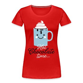 i love heiße schokolade sprüche für weihnachten - Frauen Premium Bio T-Shirt - Rot - Vorne - Mia (176cm)
