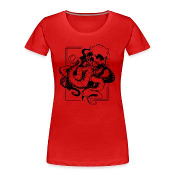 Crâne Octopus Octopus Octopus Sailor Pirate - T-shirt bio Premium Femme - rouge - Devant - Mia (176cm)