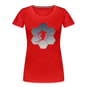 Skiing Skifahrer Ski Geschenkidee Pistensau - Frauen Premium Bio T-Shirt - Rot - Vorne - Mia (176cm)