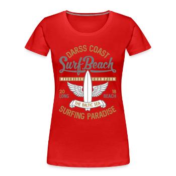 OSTSEE - Cooles Darss Surfer Geschenke Surf Shirts - Frauen Premium Bio T-Shirt - Rot - Vorne - Mia (176cm)