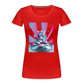 DJ Mix, Ai Katze - Frauen Premium Bio T-Shirt - Rot - Vorne - Mia (176cm)