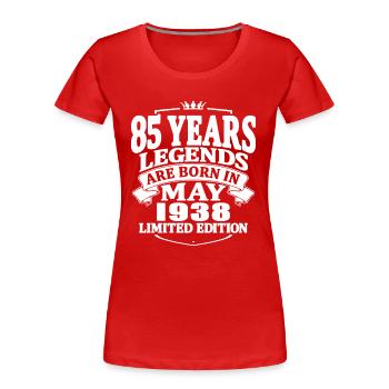 85 years old - legends are born in mai 1938 - Women's Premium Organic T-Shirt - red - Front - Mia (176cm)