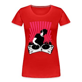 DJ mit Turntables - Frauen Premium Bio T-Shirt - Rot - Vorne - Mia (176cm)