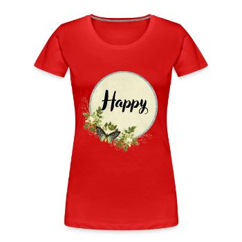 Happy Butterfly - Frauen Premium Bio T-Shirt - Rot - Vorne - Mia (176cm)