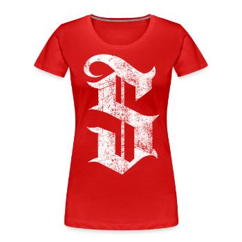 Tshirt alphabet initial S - T-shirt bio Premium Femme - rouge - Devant - Mia (176cm)