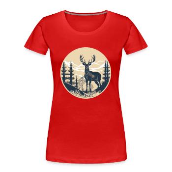 Hirsch - Frauen Premium Bio T-Shirt - Rot - Vorne - Mia (176cm)