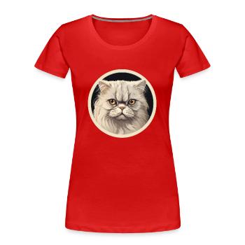 Chat persan - T-shirt bio Premium Femme - rouge - Devant - Mia (176cm)