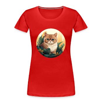 Exotische Kurzhaarkatze - Frauen Premium Bio T-Shirt - Rot - Vorne - Mia (176cm)