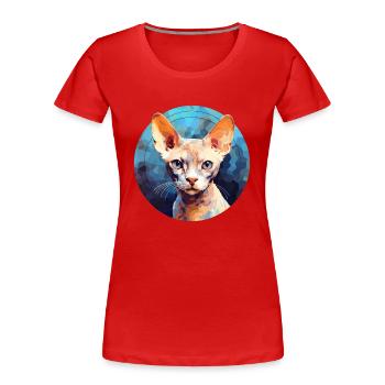 Devon Rex Chat - T-shirt bio Premium Femme - rouge - Devant - Mia (176cm)