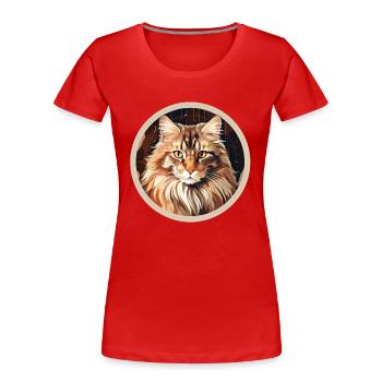 Chat forestier norvégien - T-shirt bio Premium Femme - rouge - Devant - Mia (176cm)
