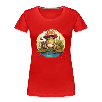 Frog Cottagecore Mushroom - Women's Premium Organic T-Shirt - red - Front - Mia (176cm)