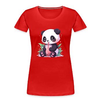 Kawaii Panda thé à bulles boba thé - T-shirt bio Premium Femme - rouge - Devant - Mia (176cm)