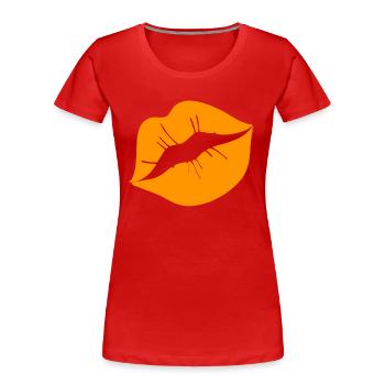 Kussmund Kuss Mund - Frauen Premium Bio T-Shirt - Rot - Vorne - Mia (176cm)