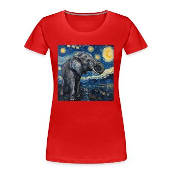 Elephant, Van Gogh, Starry Night - Women's Premium Organic T-Shirt - red - Front - Mia (176cm)