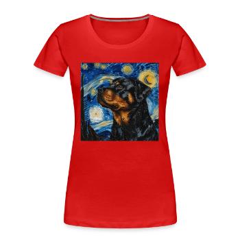 rottweiler, dog, van gogh, starry night - Women's Premium Organic T-Shirt - red - Front - Mia (176cm)
