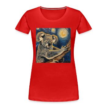 Koala, Van Gogh, Starry Night, Gift - Women's Premium Organic T-Shirt - red - Front - Mia (176cm)