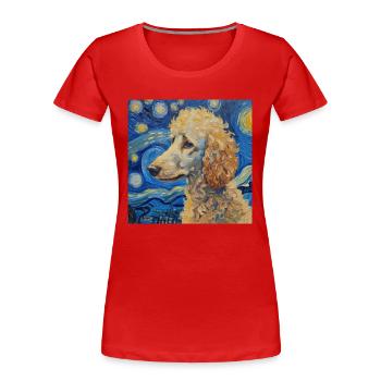 Poodle Van Gogh Gift - Women's Premium Organic T-Shirt - red - Front - Mia (176cm)