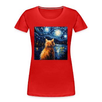 Katze, katzenmotiv - Frauen Premium Bio T-Shirt - Rot - Vorne - Mia (176cm)