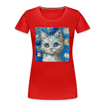 Cat, Cat Motif - Women's Premium Organic T-Shirt - red - Front - Mia (176cm)