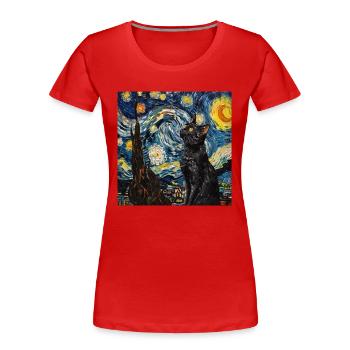 Katze, katzenmotiv - Frauen Premium Bio T-Shirt - Rot - Vorne - Mia (176cm)