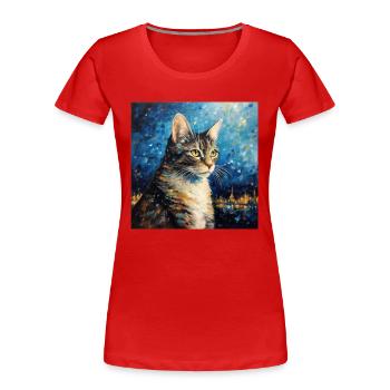 Katze, katzenmotiv - Frauen Premium Bio T-Shirt - Rot - Vorne - Mia (176cm)