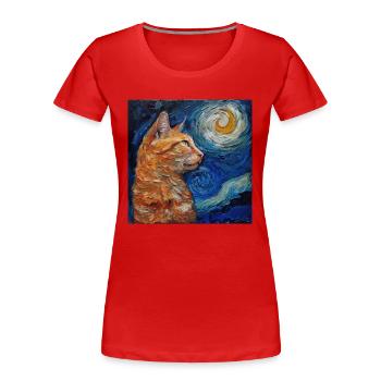 Katze, katzenmotiv - Frauen Premium Bio T-Shirt - Rot - Vorne - Mia (176cm)