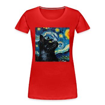 Katze, katzenmotiv - Frauen Premium Bio T-Shirt - Rot - Vorne - Mia (176cm)