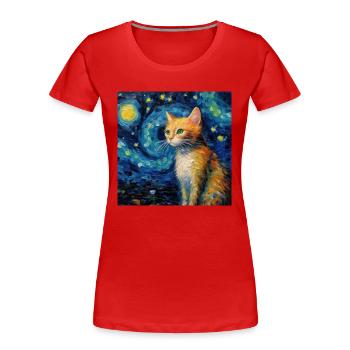 Katze, katzenmotiv - Frauen Premium Bio T-Shirt - Rot - Vorne - Mia (176cm)