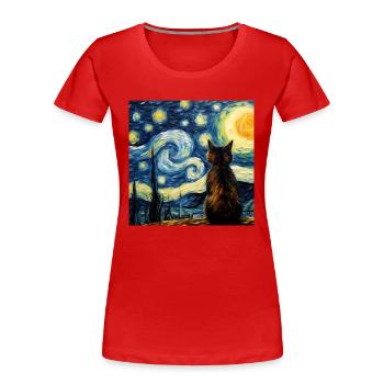 Katze, katzenmotiv - Frauen Premium Bio T-Shirt - Rot - Vorne - Mia (176cm)