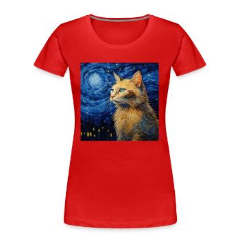 Katze, katzenmotiv - Frauen Premium Bio T-Shirt - Rot - Vorne - Mia (176cm)