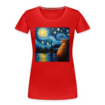 Katze, katzenmotiv - Frauen Premium Bio T-Shirt - Rot - Vorne - Mia (176cm)
