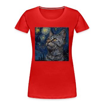 Katze, katzenmotiv, - Frauen Premium Bio T-Shirt - Rot - Vorne - Mia (176cm)