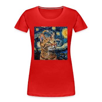 Katze, katzenmotiv - Frauen Premium Bio T-Shirt - Rot - Vorne - Mia (176cm)