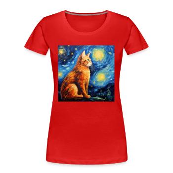 Katze, katzenmotiv - Frauen Premium Bio T-Shirt - Rot - Vorne - Mia (176cm)