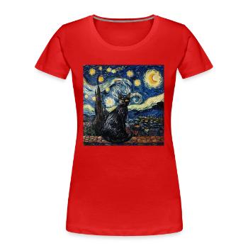 Katze, katzenmotiv - Frauen Premium Bio T-Shirt - Rot - Vorne - Mia (176cm)