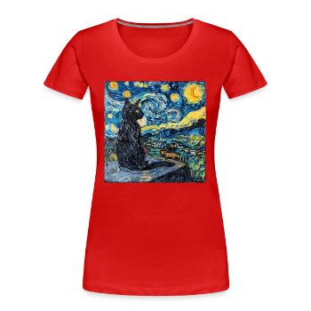 Katze, katzenmotiv - Frauen Premium Bio T-Shirt - Rot - Vorne - Mia (176cm)