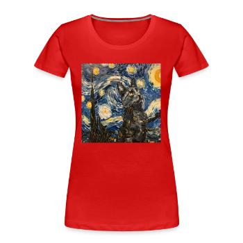 Katze, katzenmotiv - Frauen Premium Bio T-Shirt - Rot - Vorne - Mia (176cm)